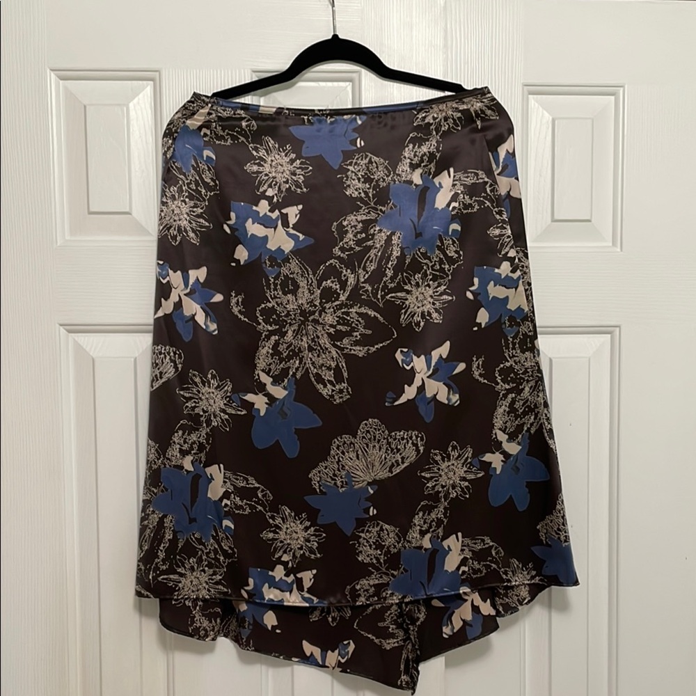 Escada Blue and White Asymmetrical A-Line Skirt